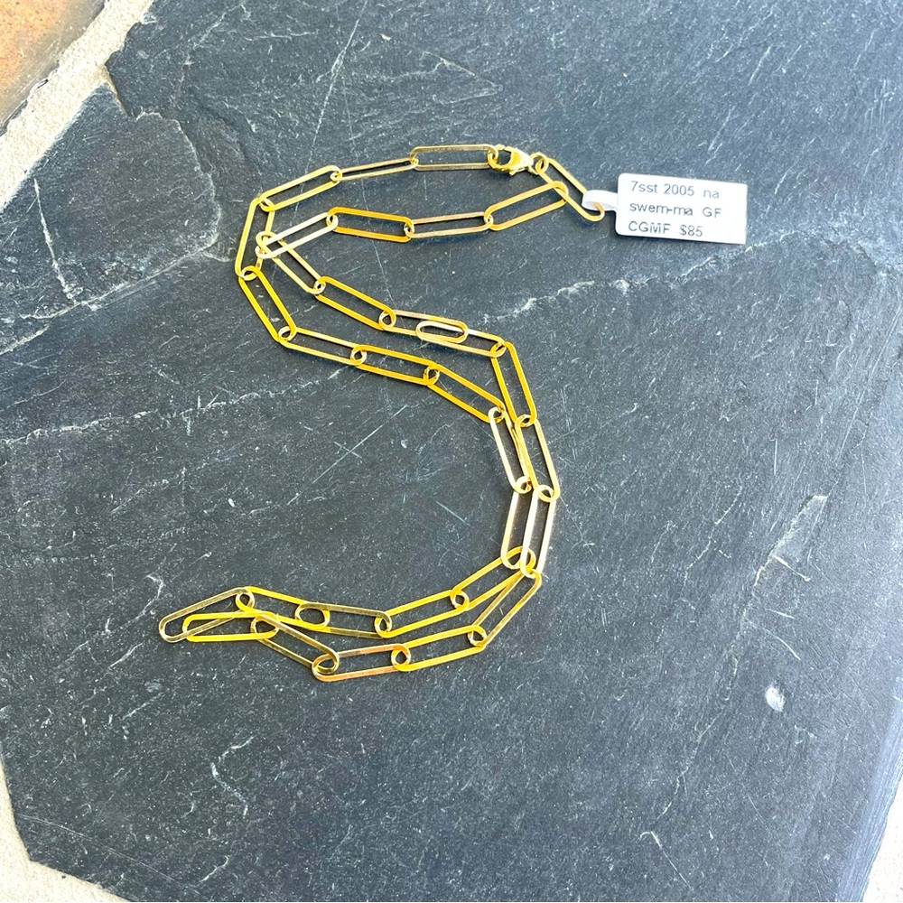 Gold Filled Paperclip Chain Link Necklace 17” long 16mm